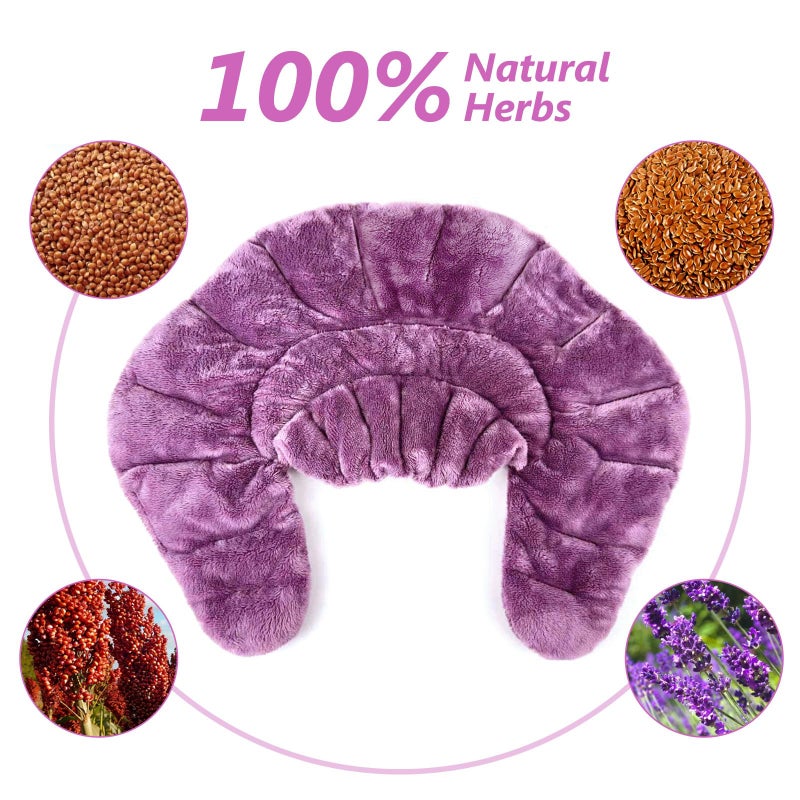 RelaxCoo Microwavable Heating Pad for Neck, Shoulders, and Back - Weighted Neck Warmer with Moist Heat, Purple, Lavender Scented - Image 2
