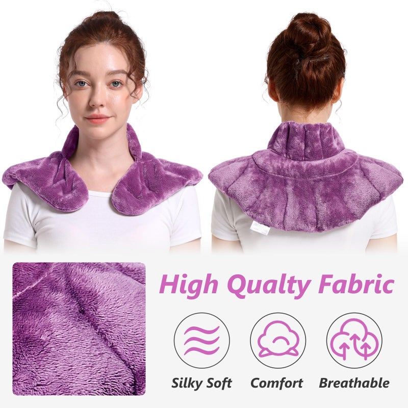 RelaxCoo Microwavable Heating Pad for Neck, Shoulders, and Back - Weighted Neck Warmer with Moist Heat, Purple, Lavender Scented - Image 3