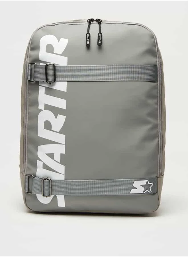 ستارتر Starter Logo Print Backpack with Adjustable Straps and Zip Closure