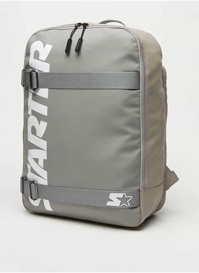 ستارتر Starter Logo Print Backpack with Adjustable Straps and Zip Closure