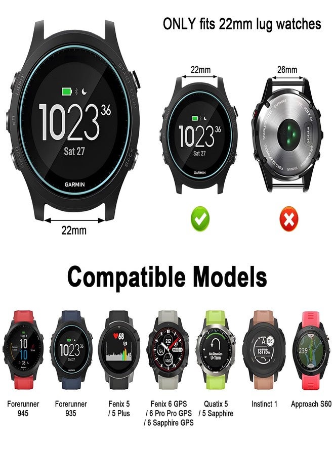 Meliya Sport Bands Compatible with Garmin Forerunner 935/Forerunner 945 Watch Band, Soft Silicone Strap for Garmin Fenix 5/ Fenix 5plus/ Fenix 6/ Fenix 6 Pro/Approach S60 Watch Band (Black) - Image 3