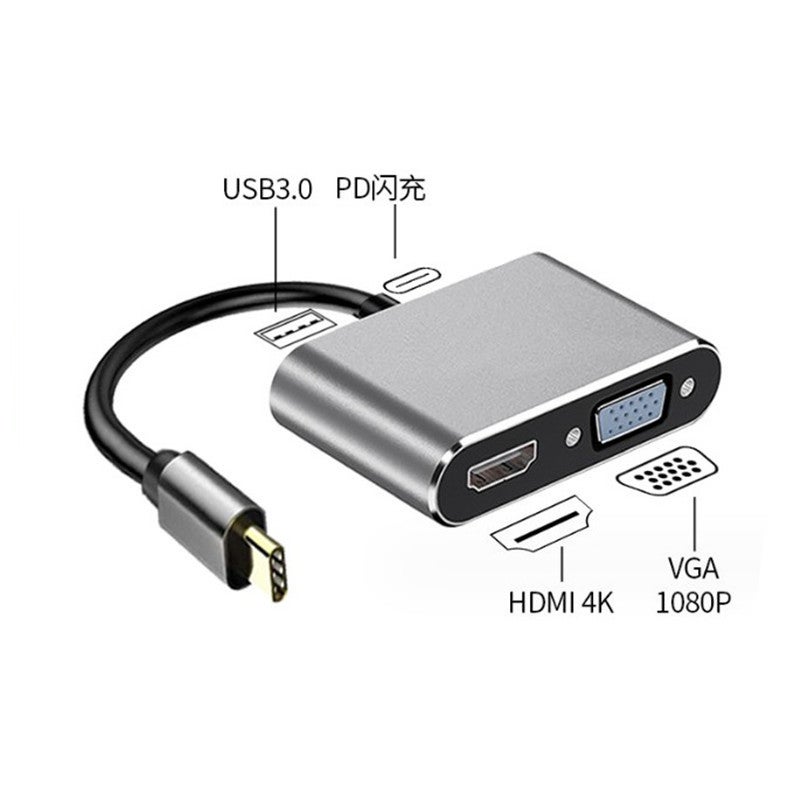 Type-C To Hdmi+Vga+U3+Pd Usb3.1 To Vga Adapter Cable Hdmi Converter Supports 4K - Image 1