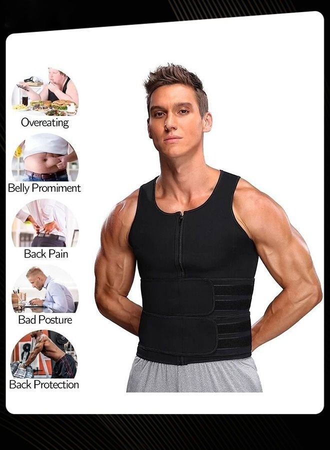 Beauenty سترة رياضية لتنحيف الجسم وحزام تدريب للتنحيف للرجال باللون الأسود - Image 1