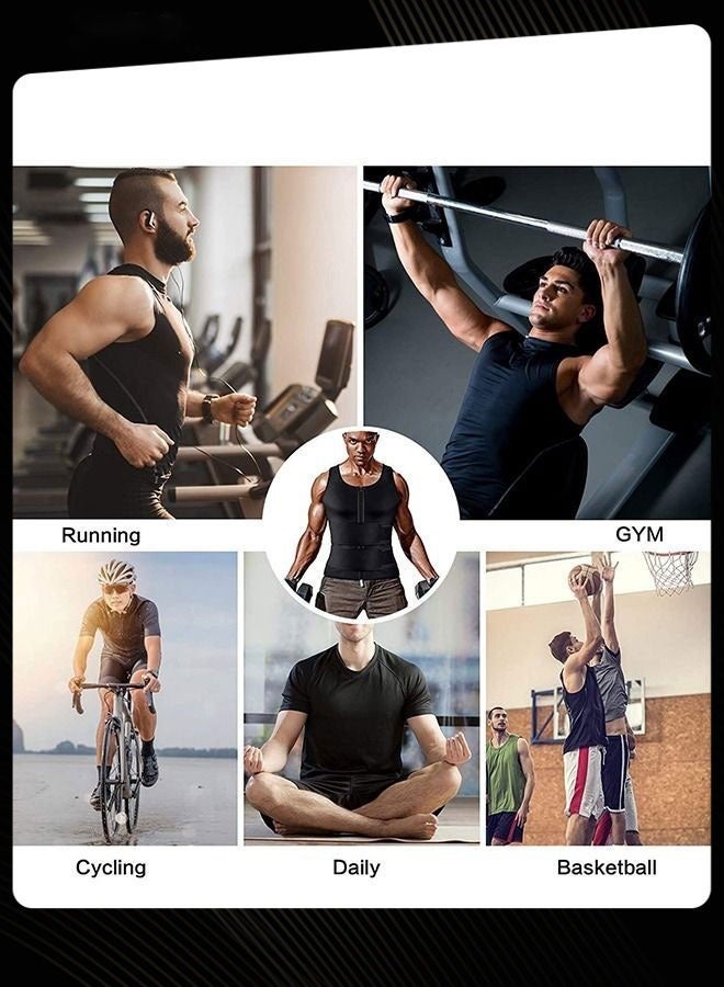 Beauenty سترة رياضية لتنحيف الجسم وحزام تدريب للتنحيف للرجال باللون الأسود - Image 5
