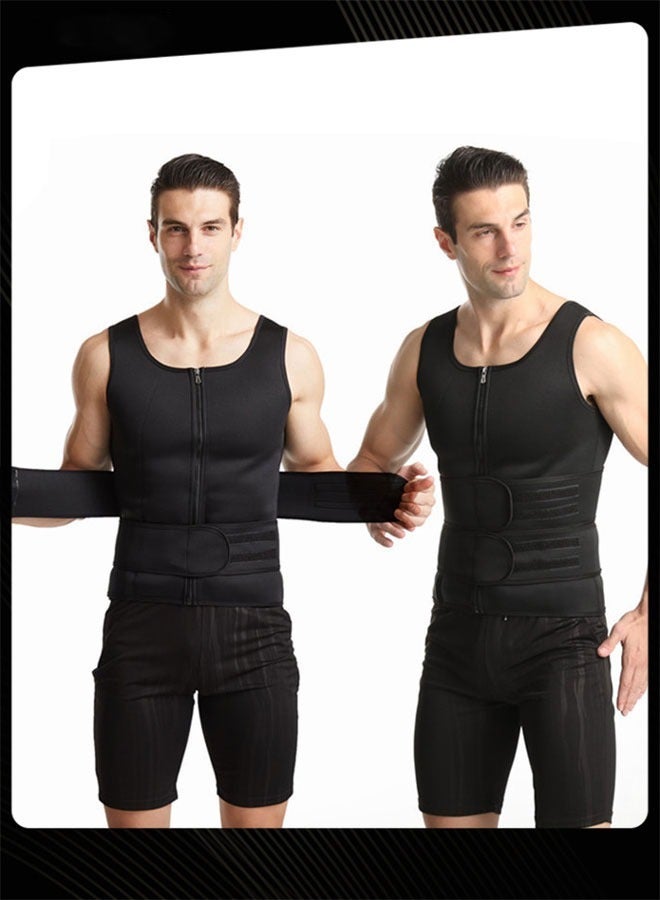 Beauenty سترة رياضية لتنحيف الجسم وحزام تدريب للتنحيف للرجال باللون الأسود - Image 2