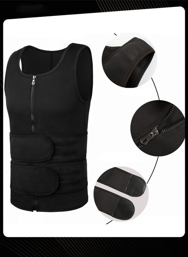 Beauenty سترة رياضية لتنحيف الجسم وحزام تدريب للتنحيف للرجال باللون الأسود - Image 4