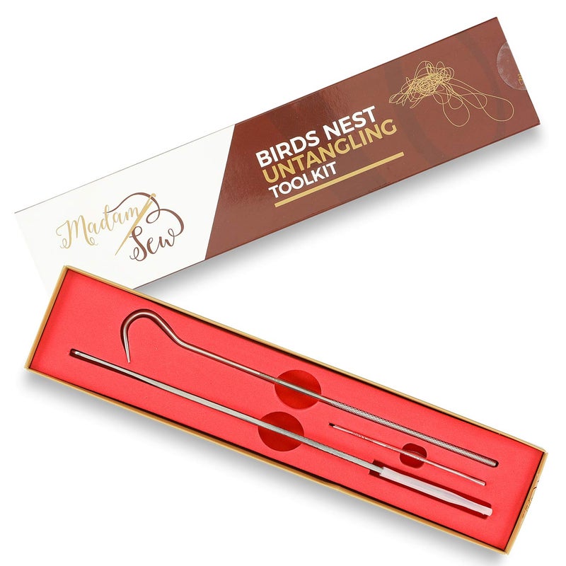 Madam Sew Birds Nest Untangling Tool Kit Thread Hook and Stitch Releaser Set with Spare Blade Resolves Thread Bunching Under Fabric and Embroidery Hoops Long Steel Quilting and Sewing Tools - Image 3