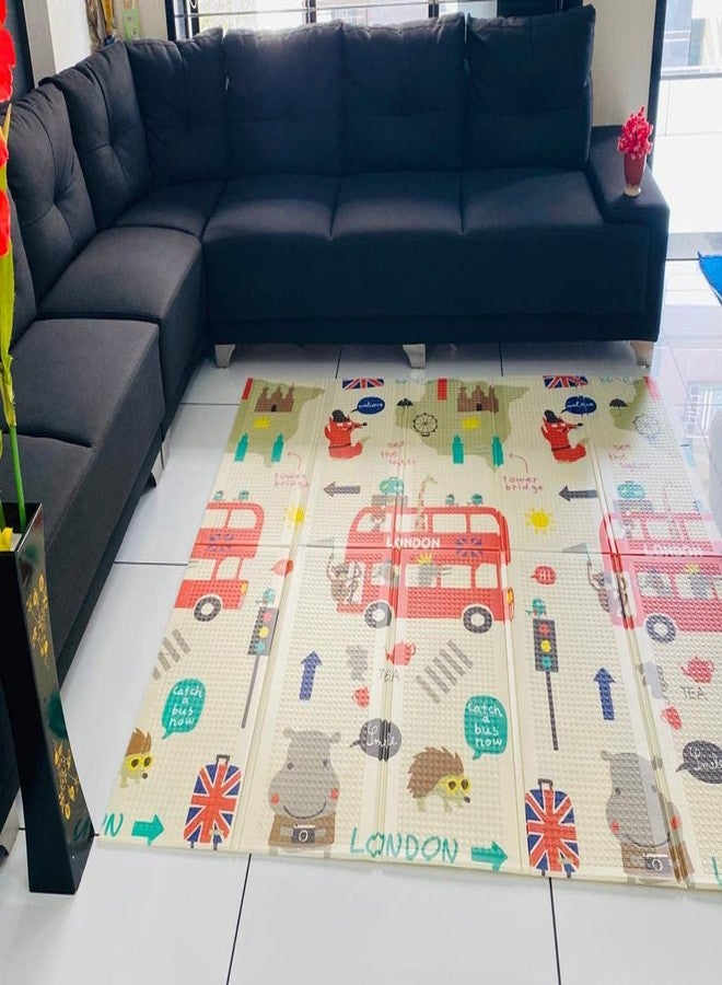RGKJAS Printed Design Baby Playmat Folding Extra Large Bus Design Waterproof Portable Double Sided Non-Slip Reversible Kids Baby Toddler Outdoor Indoor Picnic/Beach/Travel Use Mat Cover For Baby 6x6.5 Fut - Image 5