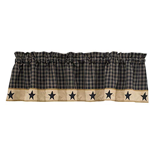 Park Designs Farmhouse Kitchen Valances for Windows Sturbridge Star Lined Fall Decor Window Valance Curtain Plaid Curtain Windows 60x14 - Image 1