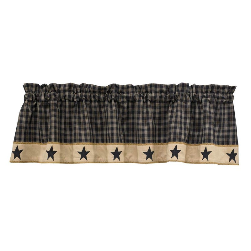 Park Designs Farmhouse Kitchen Valances for Windows Sturbridge Star Lined Fall Decor Window Valance Curtain Plaid Curtain Windows 60x14 - Image 2