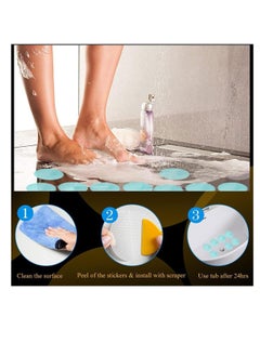 ECVV ECVV 24PCS Non-Slip Bathtub Stickers - Safety Adhesive Decals with Silicone Scraper for Bath Tubs, Showers, Stairs & Ladders (Blue)  - Image 3