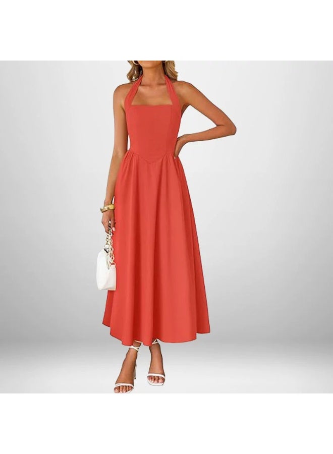 general 2025 - 2026 Wide Strap Neckline Backless Dress - Image 1