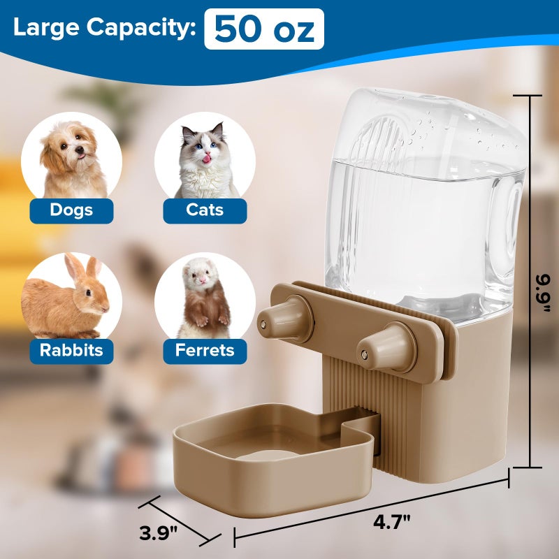 Kenond 50 oz Rabbit Water Dispenser,Gravity Dog Water Bowl Dispenser for Cage,Auto Water Bottle for Ferret,Cat,Dog and Other Animals, Compatible with Widemouth Cages - Image 3