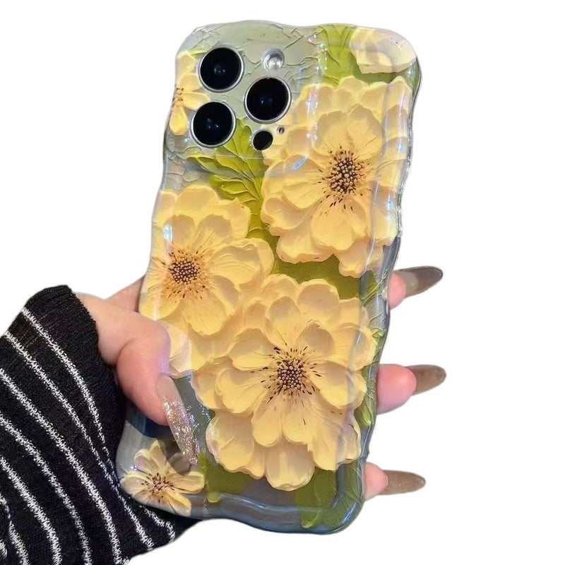 غطاء واقي | لـ iPhone 11 | نقش زهور زيتي | حماية من الضوء الأزرق | Yellow Flower - Image 1