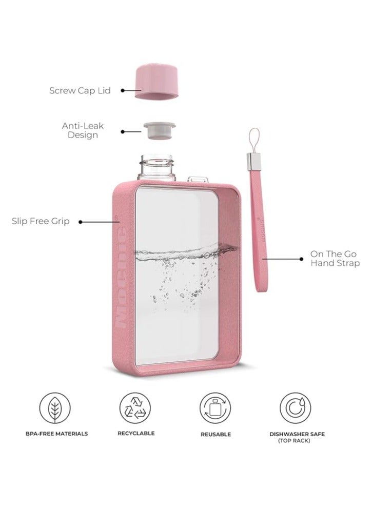 Bukela Outdoor Square Sports Water Bottle, Portable Lanyard Fitness Water Bottle, Ultra-thin Cooling Bottle, Travel Cup Handbag, BPA Free A5 Leak-proof Water Bottle for Sports, Camping, Gym, Fitness, Outdoor 380ml (Pink)  - Image 4