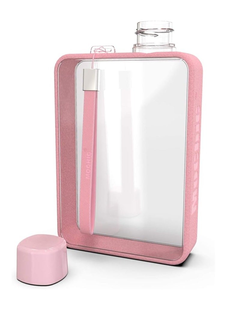 Bukela Outdoor Square Sports Water Bottle, Portable Lanyard Fitness Water Bottle, Ultra-thin Cooling Bottle, Travel Cup Handbag, BPA Free A5 Leak-proof Water Bottle for Sports, Camping, Gym, Fitness, Outdoor 380ml (Pink)  - Image 2