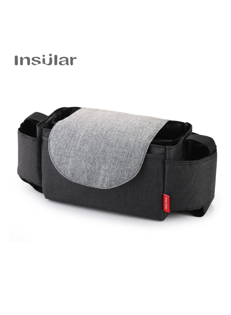insular Multifunctional Stroller Hanging Bag Baby Supplies Storage Bag Baby Bottle Water Cup Bag Baby Stroller Hanging Bag Hanging Bag Grey - Image 4