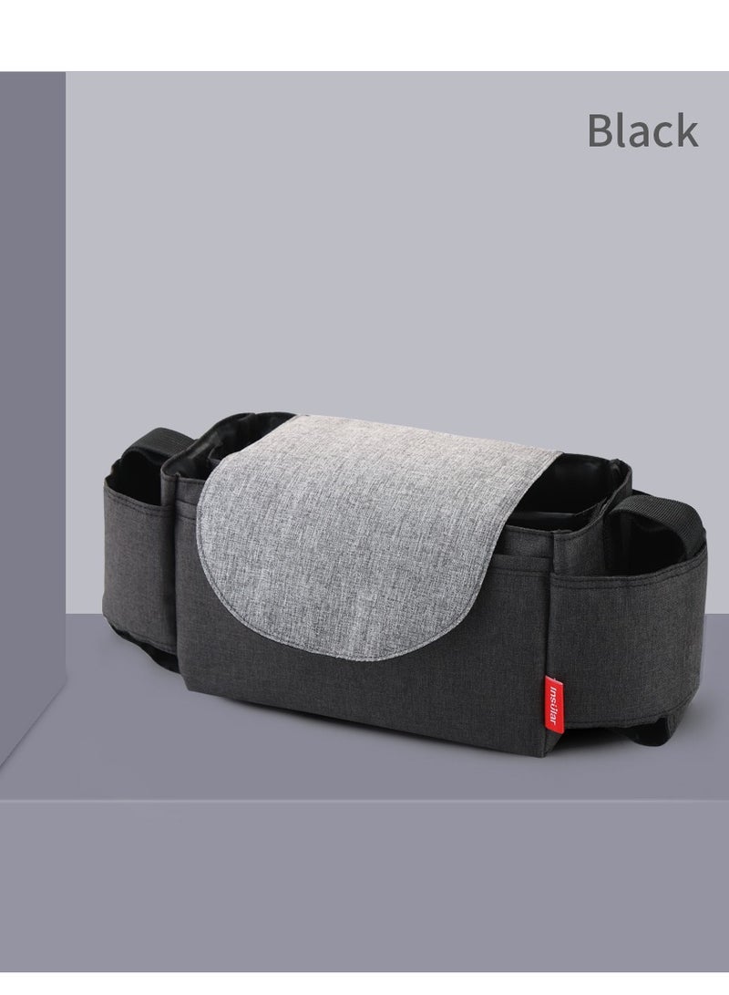 insular Multifunctional Stroller Hanging Bag Baby Supplies Storage Bag Baby Bottle Water Cup Bag Baby Stroller Hanging Bag Hanging Bag Grey - Image 5
