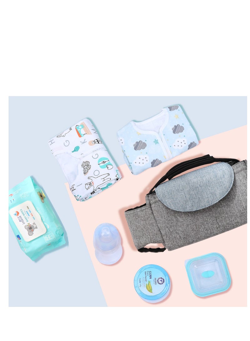 insular Multifunctional Stroller Hanging Bag Baby Supplies Storage Bag Baby Bottle Water Cup Bag Baby Stroller Hanging Bag Hanging Bag Grey - Image 3