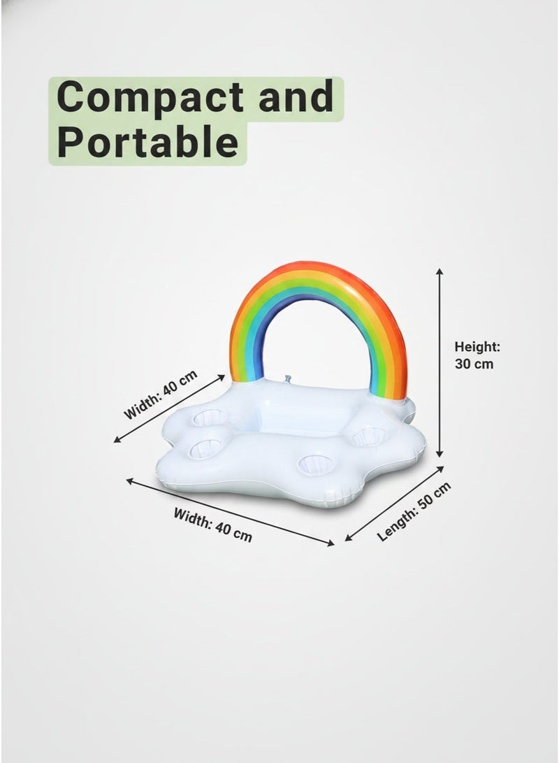 Inflatable Rainbow Swimming Pool With Multi Cup And Plate Holders, Portable Design For Outdoor Kids And Adults - Image 4