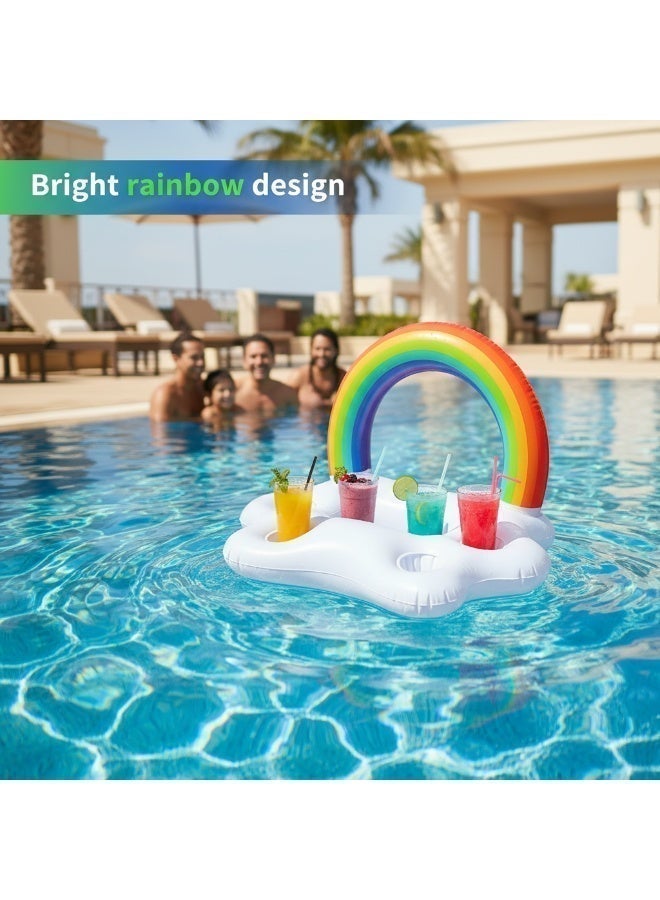 Inflatable Rainbow Swimming Pool With Multi Cup And Plate Holders, Portable Design For Outdoor Kids And Adults - Image 1