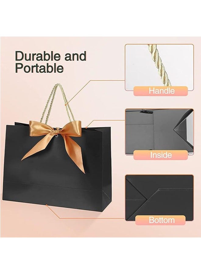 عربست أكياس هدايا ملونة مقاومة للماء مع مقابض وشرائط فيونكة - أكياس هدايا صغيرة 11 × 3.9 × 7.8 بوصة لحفلات استقبال المولود وأعياد الميلاد وحفلات الزفاف والحفلات والعطلات، 6 ألوان متنوعة - Image 2