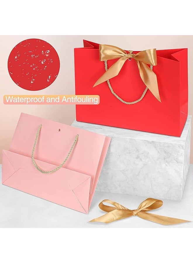 عربست أكياس هدايا ملونة مقاومة للماء مع مقابض وشرائط فيونكة - أكياس هدايا صغيرة 11 × 3.9 × 7.8 بوصة لحفلات استقبال المولود وأعياد الميلاد وحفلات الزفاف والحفلات والعطلات، 6 ألوان متنوعة - Image 3