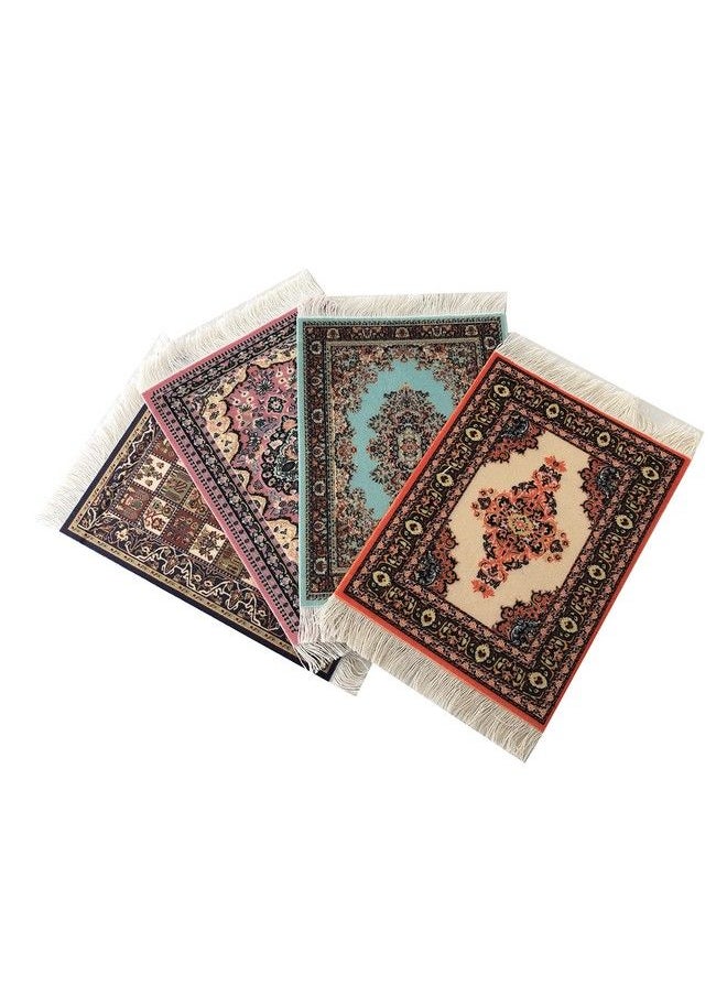 Inusitus - Dollhouse Mini Rugs, Set Of 4, Miniature Doll House Accessory, Carpets For 3” And 6” Dolls, 6 X 4, Rectangle, Kids Toy Furniture Carpeting Decor - Image 1