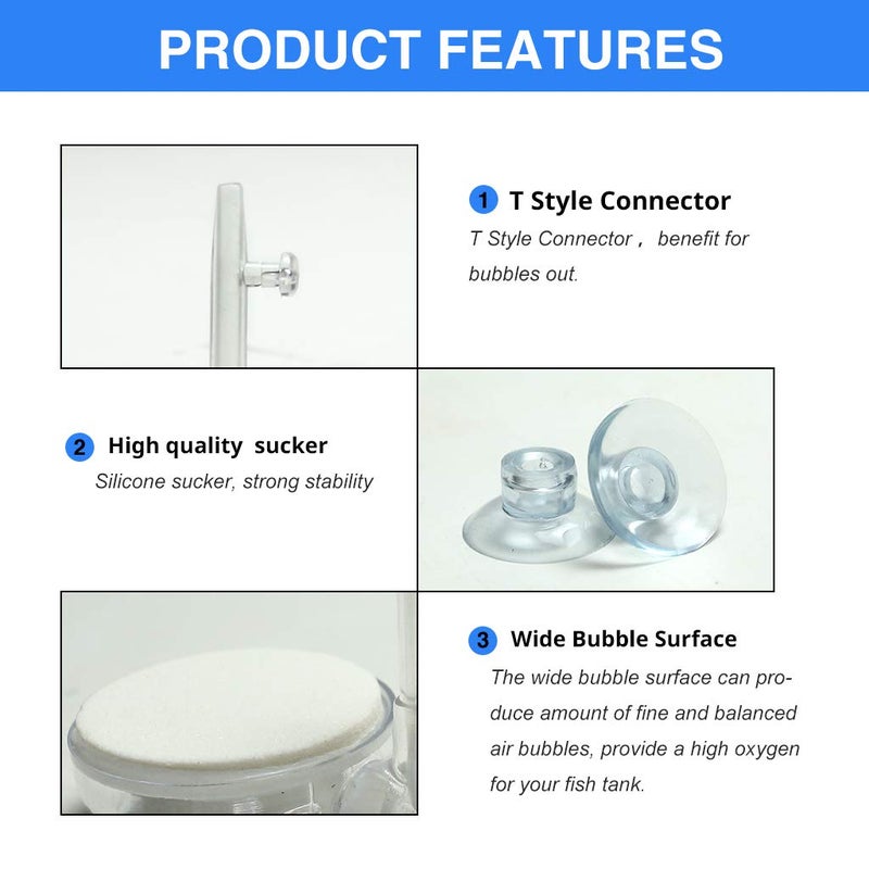 UPETTOOLS Aquarium Air Stone Fish Tank Nano Bubble Stone Kit with Control Valve Quiet Super-High Dissolved Oxygen Diffuser Makes Super Tiny Bubbles for Betta Fish & Small Tank - Image 3