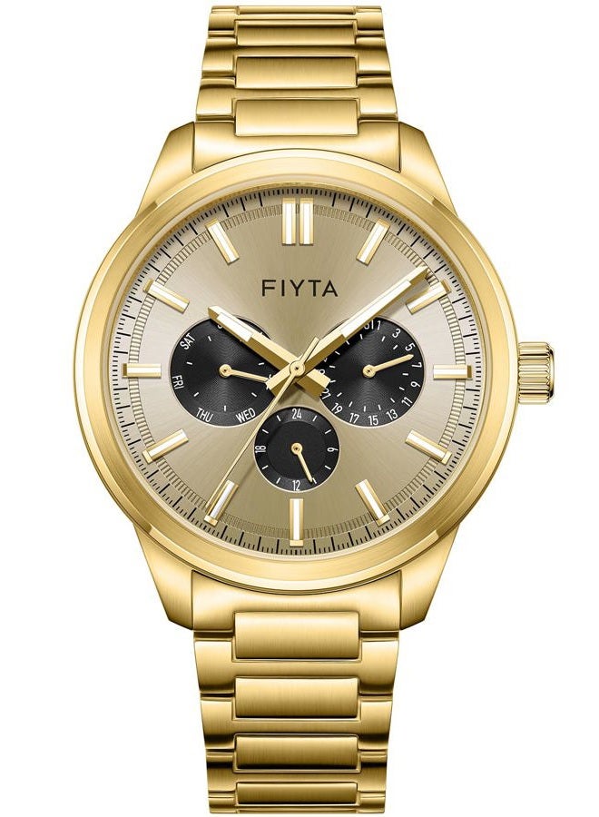 FIYTA Men's Quartz Watch Gold Watch Stainless Steel Strap - Image 1
