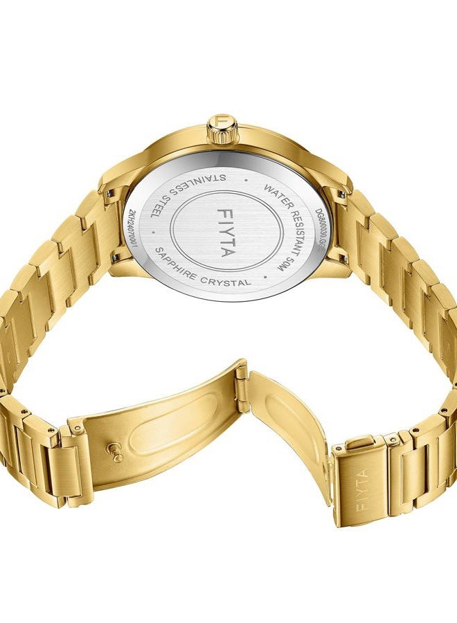 FIYTA Men's Quartz Watch Gold Watch Stainless Steel Strap - Image 3