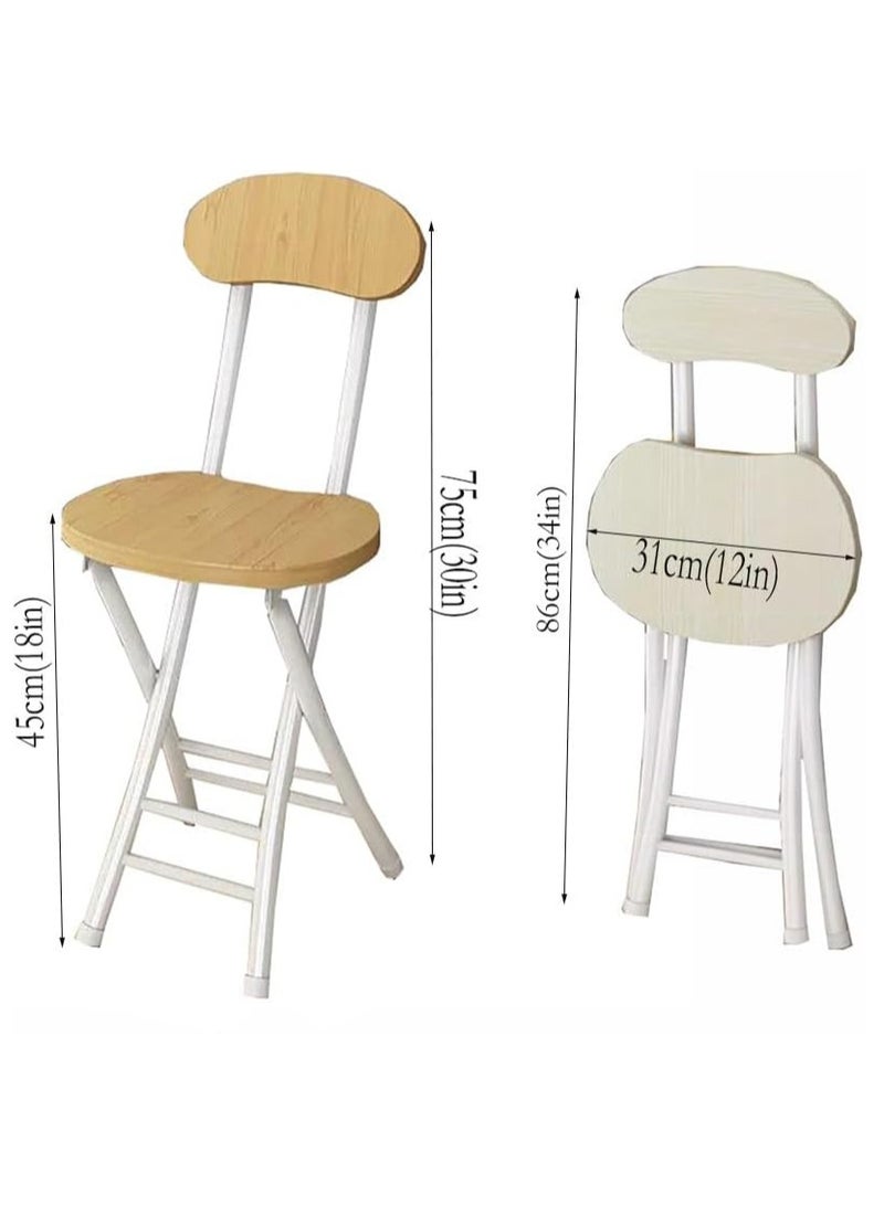 VITION Portable Folding Stool with Backrest, Counter Folding Stool, BarStool with Footrest, Breakfast Folding Chair Folding Stool for Kids Adult Kitchen Dorm Playroom Home Gardening (Brown/Black) - Image 3