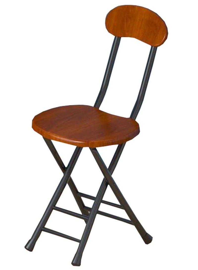 VITION Portable Folding Stool with Backrest, Counter Folding Stool, BarStool with Footrest, Breakfast Folding Chair Folding Stool for Kids Adult Kitchen Dorm Playroom Home Gardening (Brown/Black) - Image 1