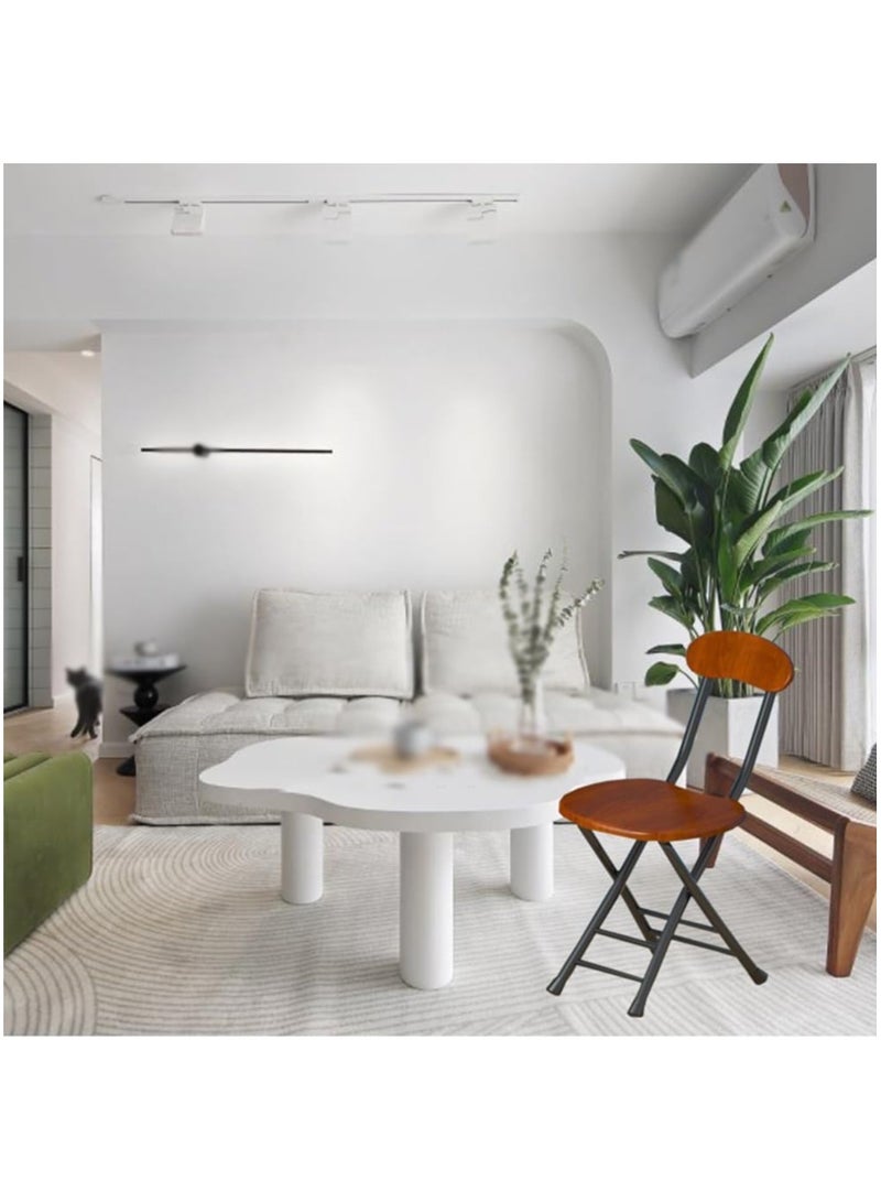 VITION Portable Folding Stool with Backrest, Counter Folding Stool, BarStool with Footrest, Breakfast Folding Chair Folding Stool for Kids Adult Kitchen Dorm Playroom Home Gardening (Brown/Black) - Image 4