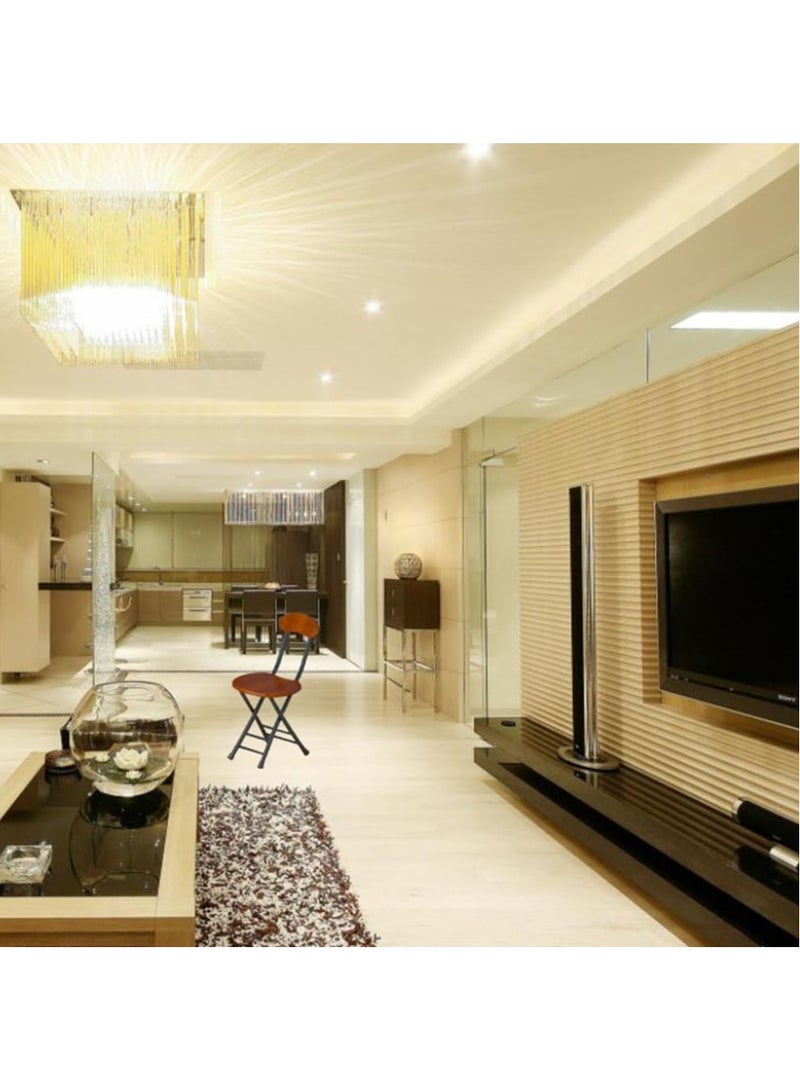 VITION Portable Folding Stool with Backrest, Counter Folding Stool, BarStool with Footrest, Breakfast Folding Chair Folding Stool for Kids Adult Kitchen Dorm Playroom Home Gardening (Brown/Black) - Image 5