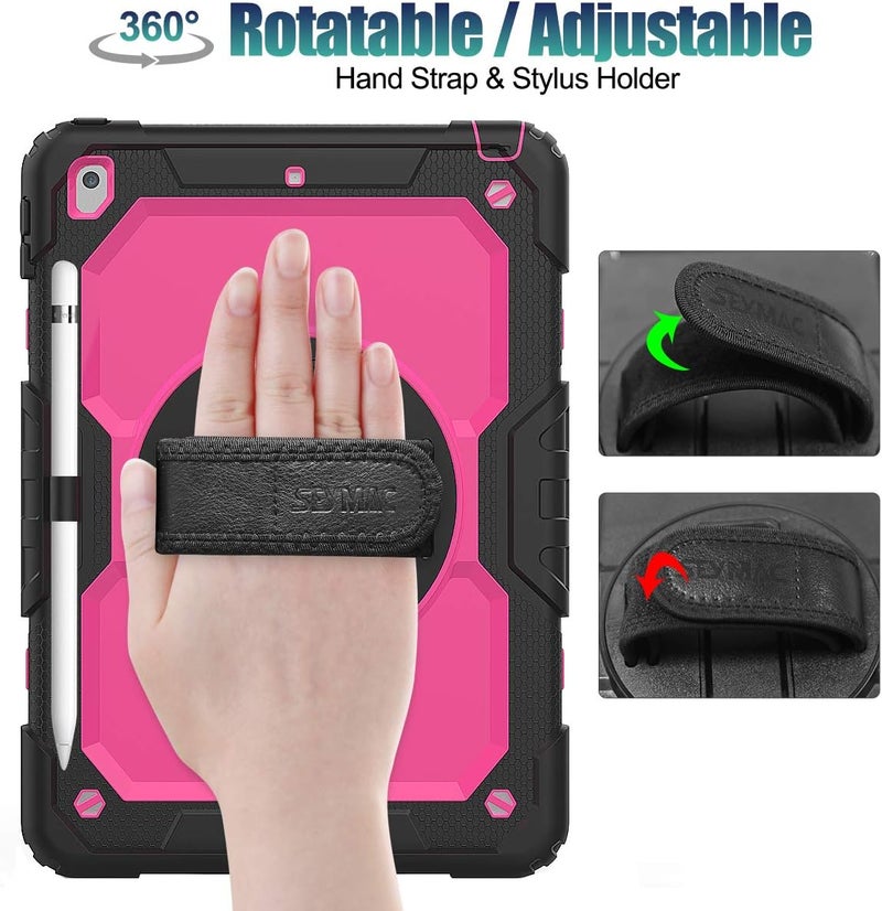 SEYMAC stock Case for iPad Mini 7 (A17 Pro) 2024 / Mini 6 8.3'' with Screen Protector Pencil Holder [Rotating Stand & Strap], Drop-Proof Case for iPad Mini 7th / 6th Generation 8.3", Black - Image 1