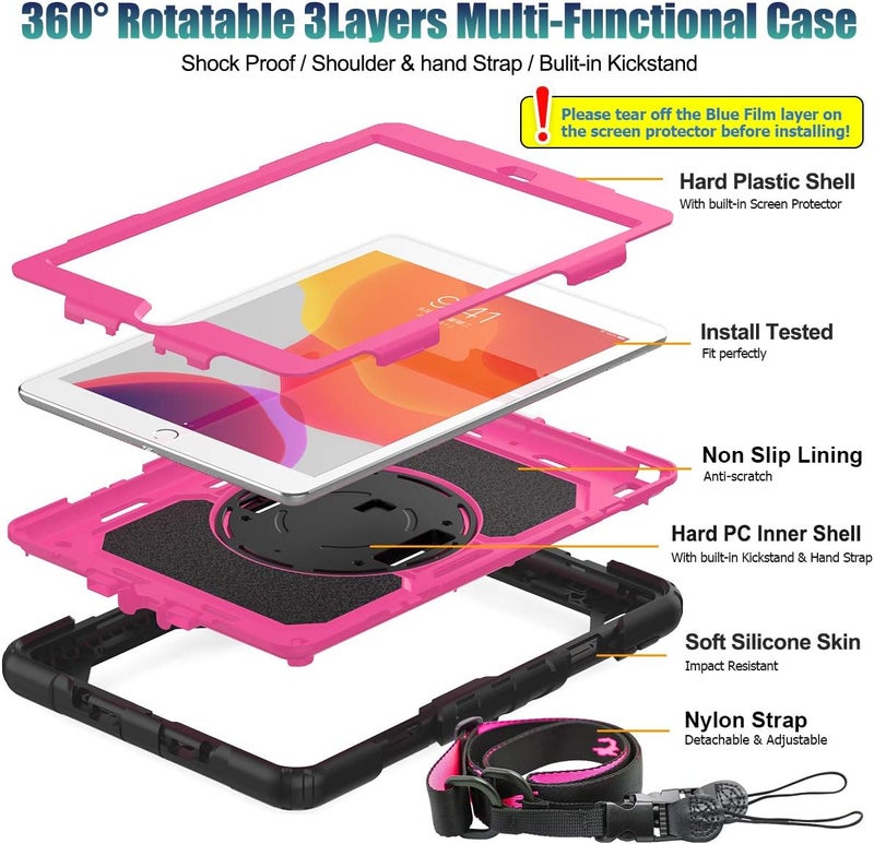 SEYMAC stock Case for iPad Mini 7 (A17 Pro) 2024 / Mini 6 8.3'' with Screen Protector Pencil Holder [Rotating Stand & Strap], Drop-Proof Case for iPad Mini 7th / 6th Generation 8.3", Black - Image 4