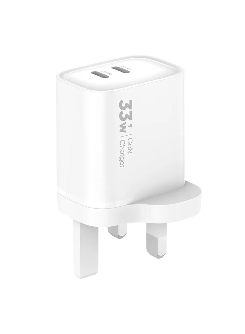 فيدفي شاحن حائط VIDVIE PLB160 المتطور بقوة 33 واط بتقنية PD مع منفذين من النوع C وتقنية الشحن الذكي