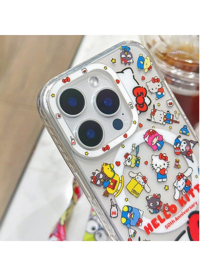 حالة جوال مغناطيسية بشكل قطة Kitty، متوافقة مع iPhone 16 Pro Max/16 Pro/16، حالة الجوال الملونة Melody متوافقة مع iPhone 16 Pro Max/16 Pro/16. - Image 3