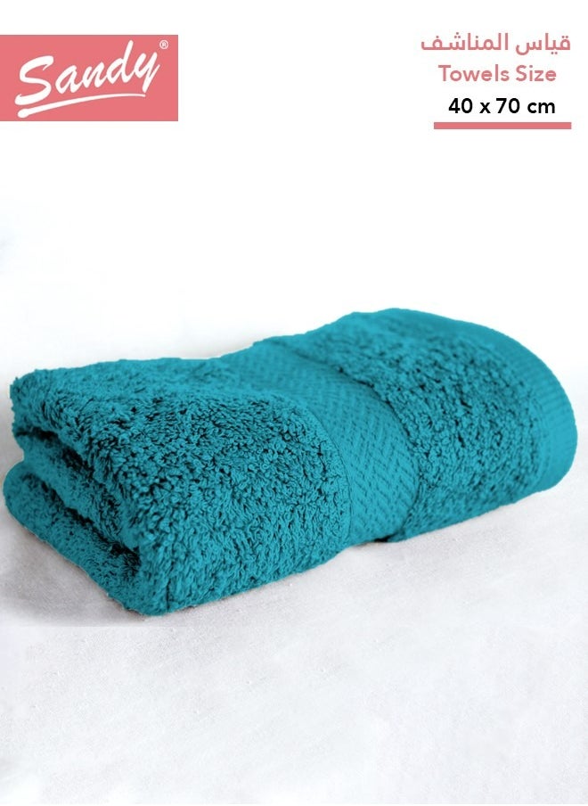 Sandy - Sandy 100% Cotton Luxury Bath Towel for Face, Ideal for Daily Use, Quick Dry, High Absorbent and Super Soft 70x40 cm, Teal - Image 1