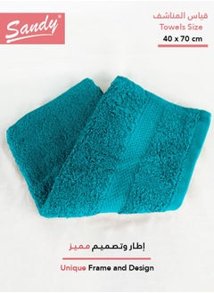 ساندي منشفة وجه قطن 100% من ساندي, مثالية للاستخدام اليومي, سريعة الجفاف وعالية الامتصاص وناعمة الملمس, 70×40 سم, فيروزي  - Image 2