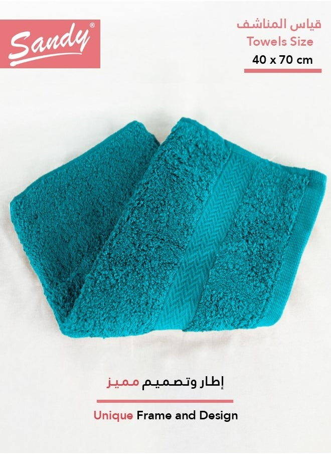 Sandy - Sandy 100% Cotton Luxury Bath Towel for Face, Ideal for Daily Use, Quick Dry, High Absorbent and Super Soft 70x40 cm, Teal - Image 1