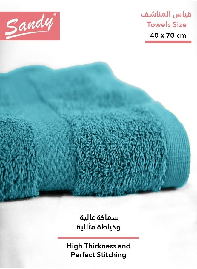 Sandy - Sandy 100% Cotton Luxury Bath Towel for Face, Ideal for Daily Use, Quick Dry, High Absorbent and Super Soft 70x40 cm, Teal - Image 1