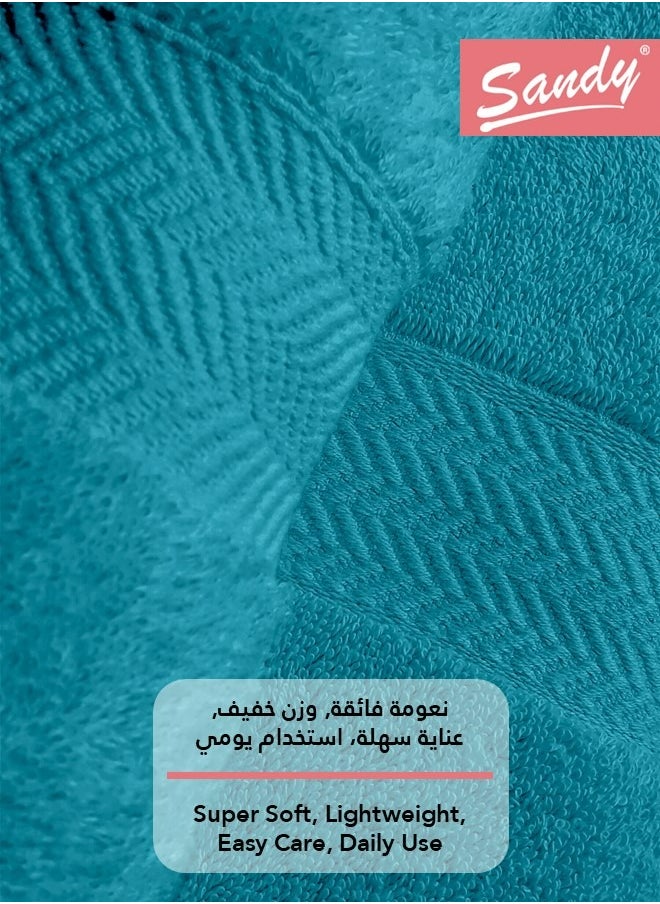 Sandy - Sandy 100% Cotton Luxury Bath Towel for Face, Ideal for Daily Use, Quick Dry, High Absorbent and Super Soft 70x40 cm, Teal - Image 1
