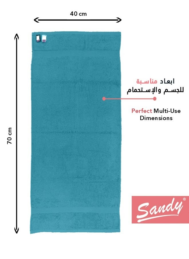 Sandy - Sandy 100% Cotton Luxury Bath Towel for Face, Ideal for Daily Use, Quick Dry, High Absorbent and Super Soft 70x40 cm, Teal - Image 1