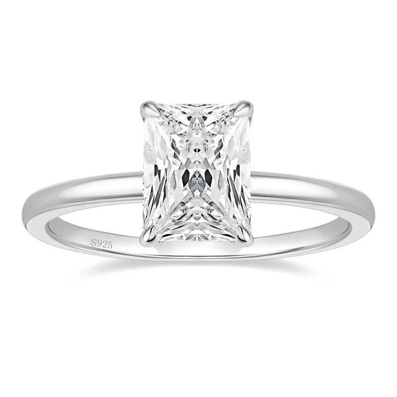 EAMTI 3CT 925 Sterling Silver Engagement Rings Radiant Cut Solitaire Cubic Zirconia CZ Wedding Promise Rings for Her Wedding Bands for Women Size 6 - Image 1