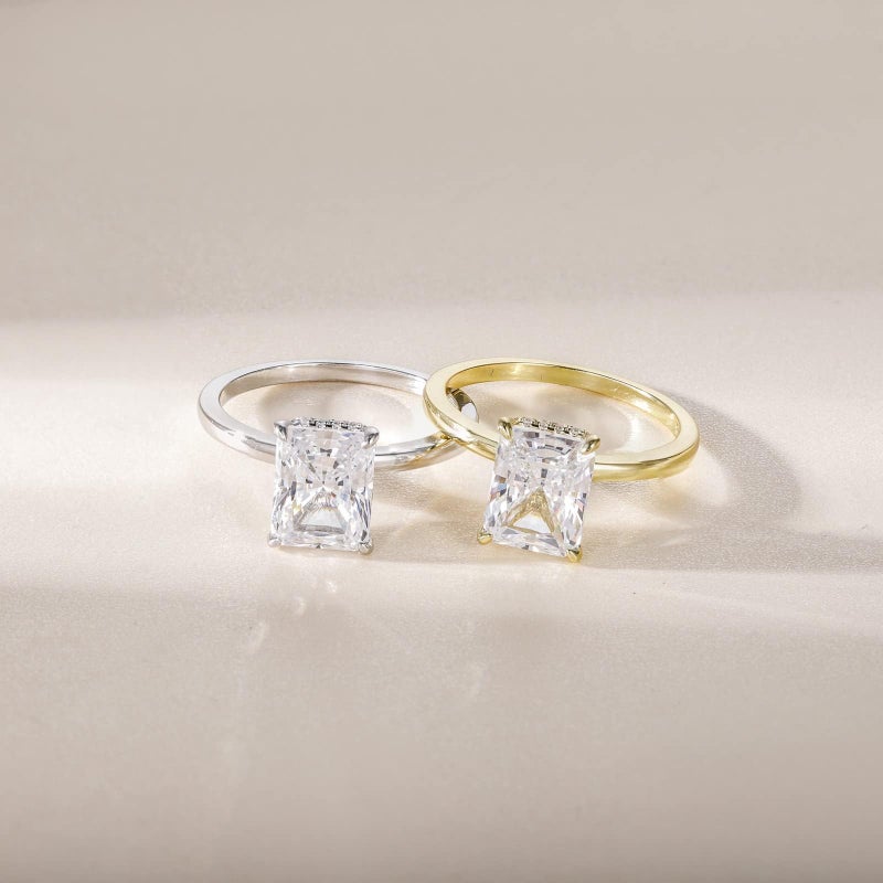 EAMTI 3CT 925 Sterling Silver Engagement Rings Radiant Cut Solitaire Cubic Zirconia CZ Wedding Promise Rings for Her Wedding Bands for Women Size 6 - Image 3