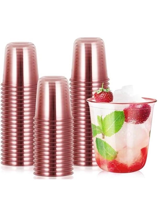 C 50 Pack Pink Disposable Stemless Plastic Wine Glasses 12oz Cold Party Cups for Weddings Birthdays Cocktail  Meeting Supplies  - Image 1