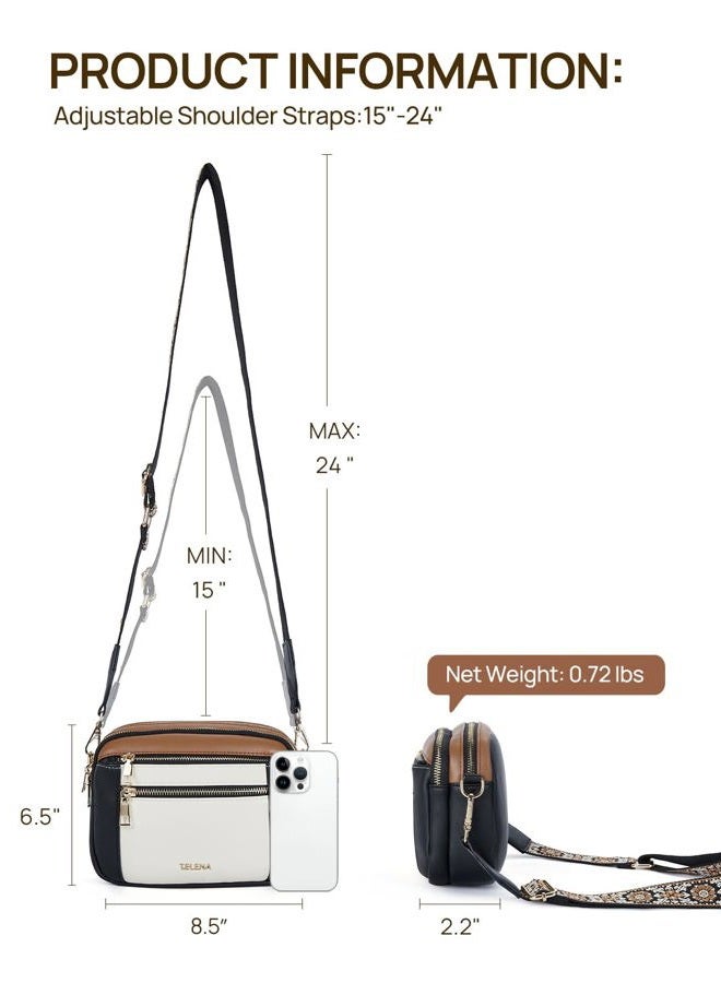 Telena Crossbody Purse for Women Small Crossbody Bags Trendy Vegan Leather Shoulder Handbags with Adjustable Strap Rough Black Brown - Image 3