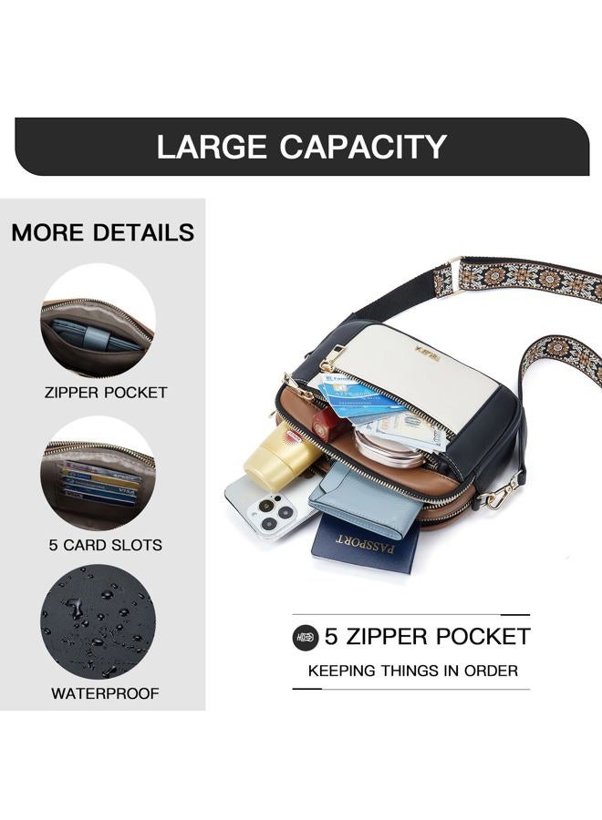Telena Crossbody Purse for Women Small Crossbody Bags Trendy Vegan Leather Shoulder Handbags with Adjustable Strap Rough Black Brown - Image 4
